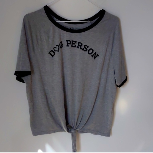 Fifth Sun Tee with front tie and Dog Person graphic - Picture 1 of 5